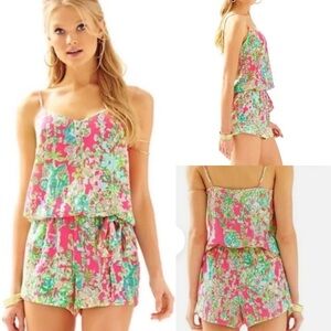 Lilly Pulitzer Deanna Romper in Southern Charm Flamingo Pink Size XS